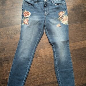 a.n.a Blue Floral Embroidered Jeggings